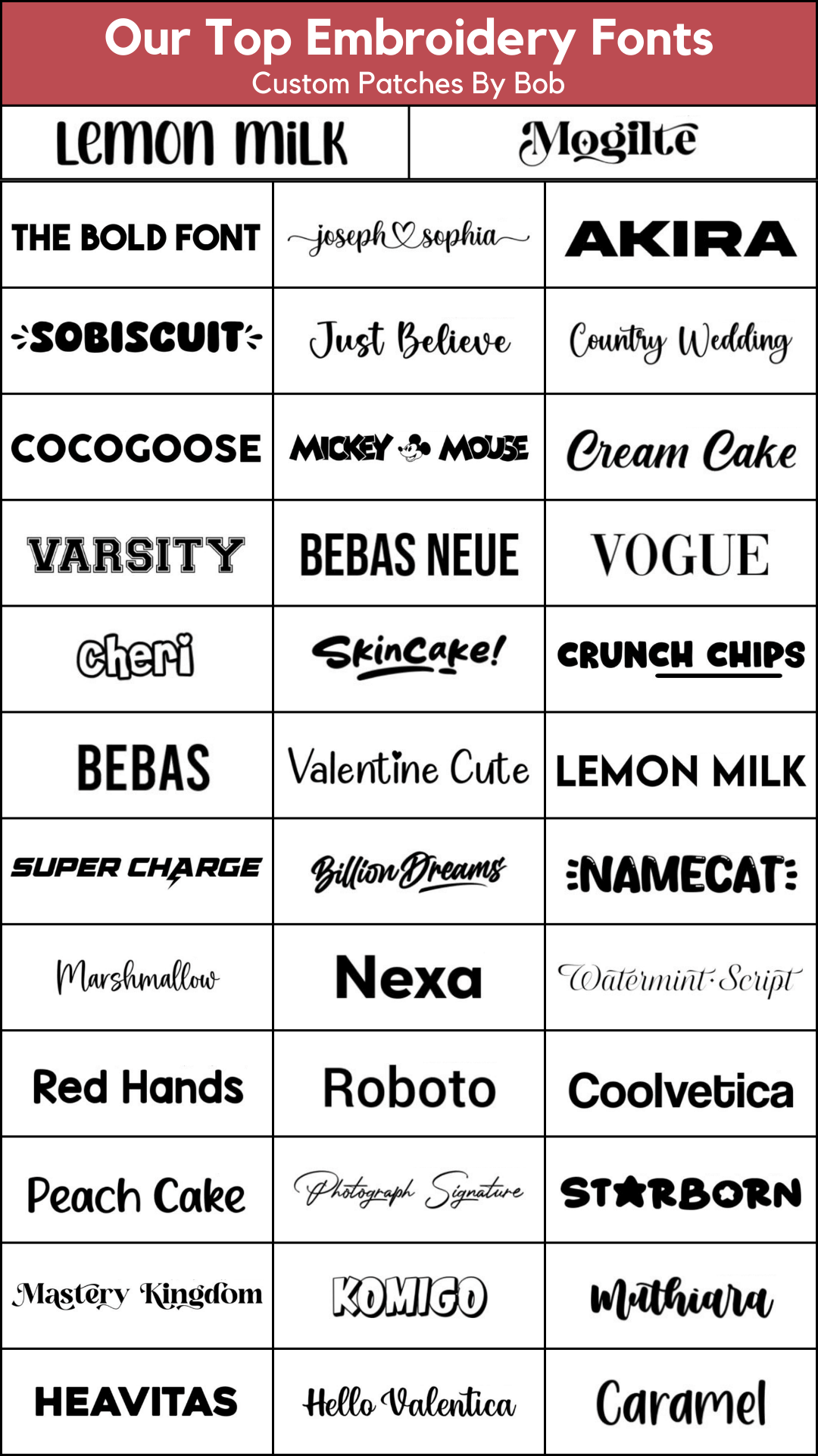 Our Top Embroidery Fonts