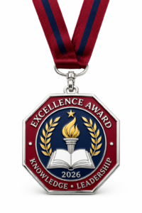 custom corporate recognition medal with enamel logo